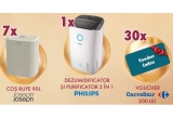 Castiga un dezumidificator si purificator Philips, cosuri pentru rufe sau vouchere Carrefour de 200 lei